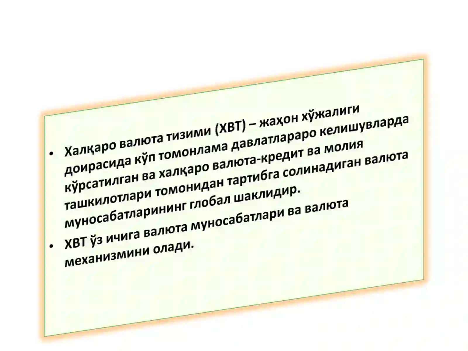 ТОШКЕНТ МОЛИЯ ИНСТИТУТИ “БАНКИШИ”КАФЕДРАСИ “ПУЛ ВА БАНКЛАР” ФАНИДАН ТАҚДИМОТ 4