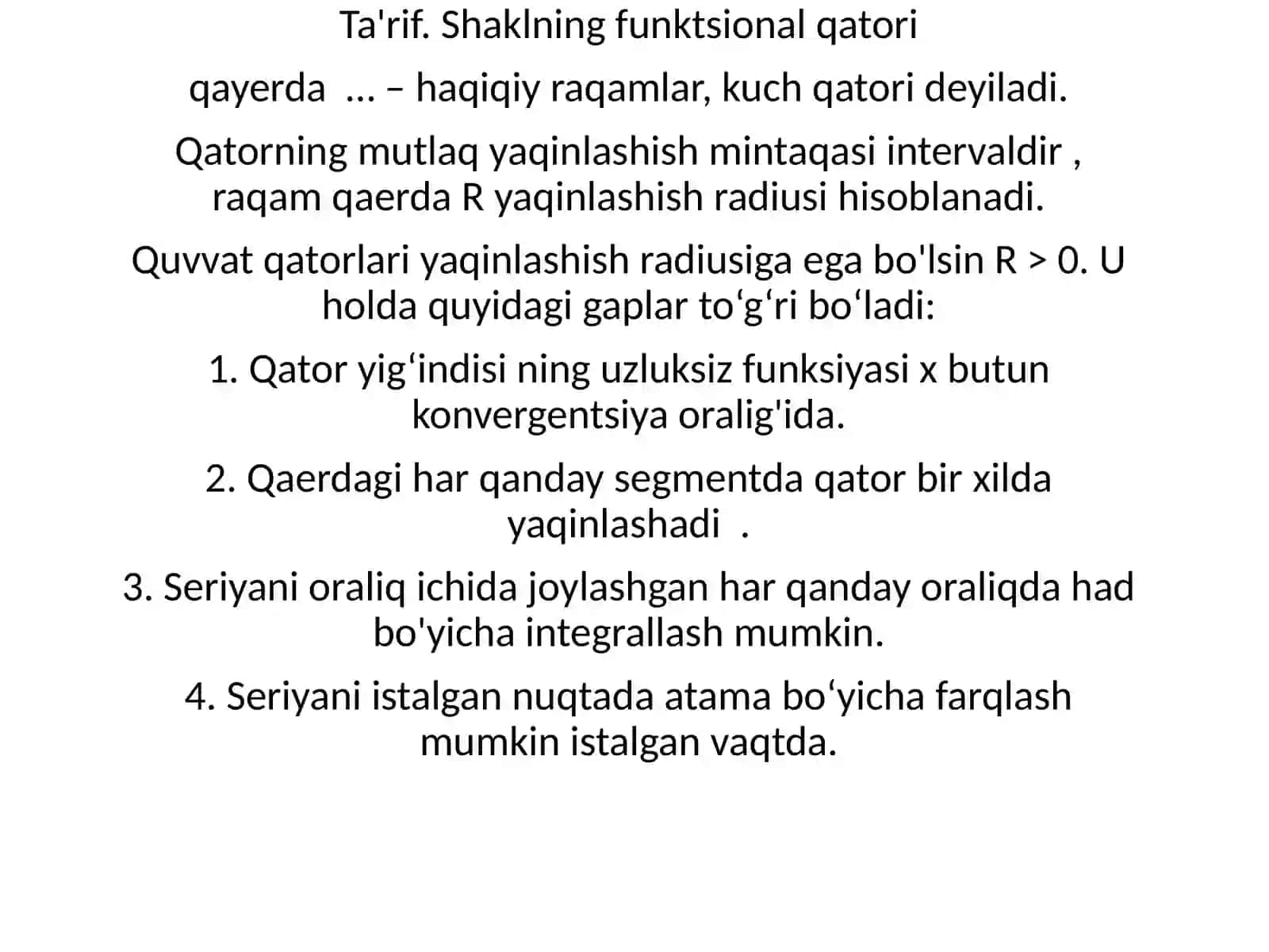 Funksional ketmaketlik va qatorlarning funksional xossalari 4