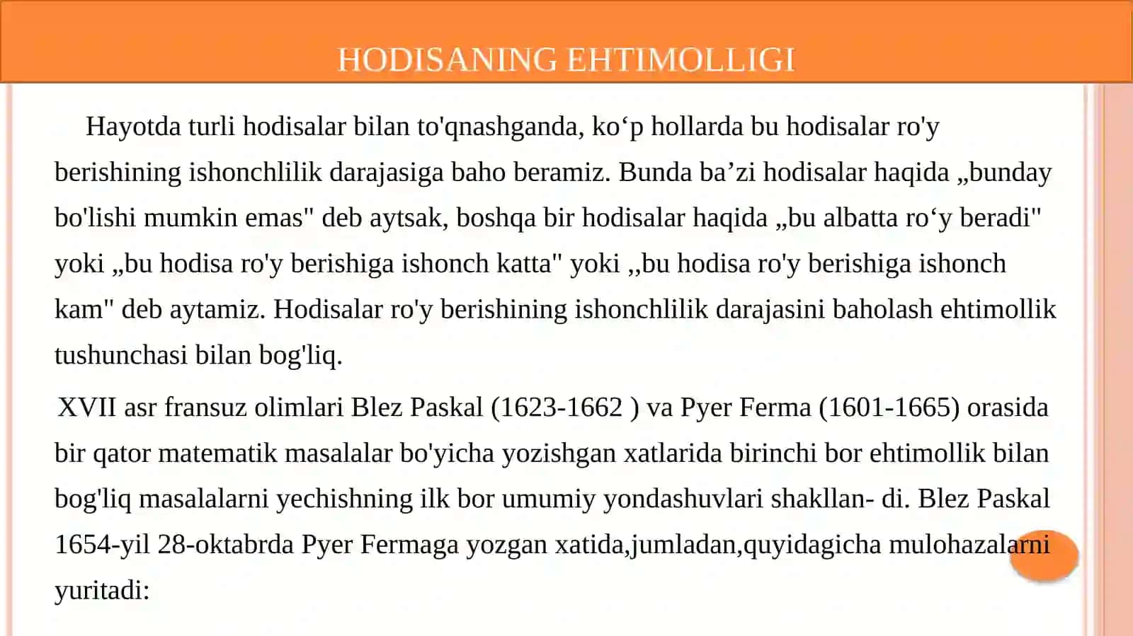 9-sinf Algebra fanidan Hodisaning ehtimolligi mavzusida ochiq dars ishlanma 4