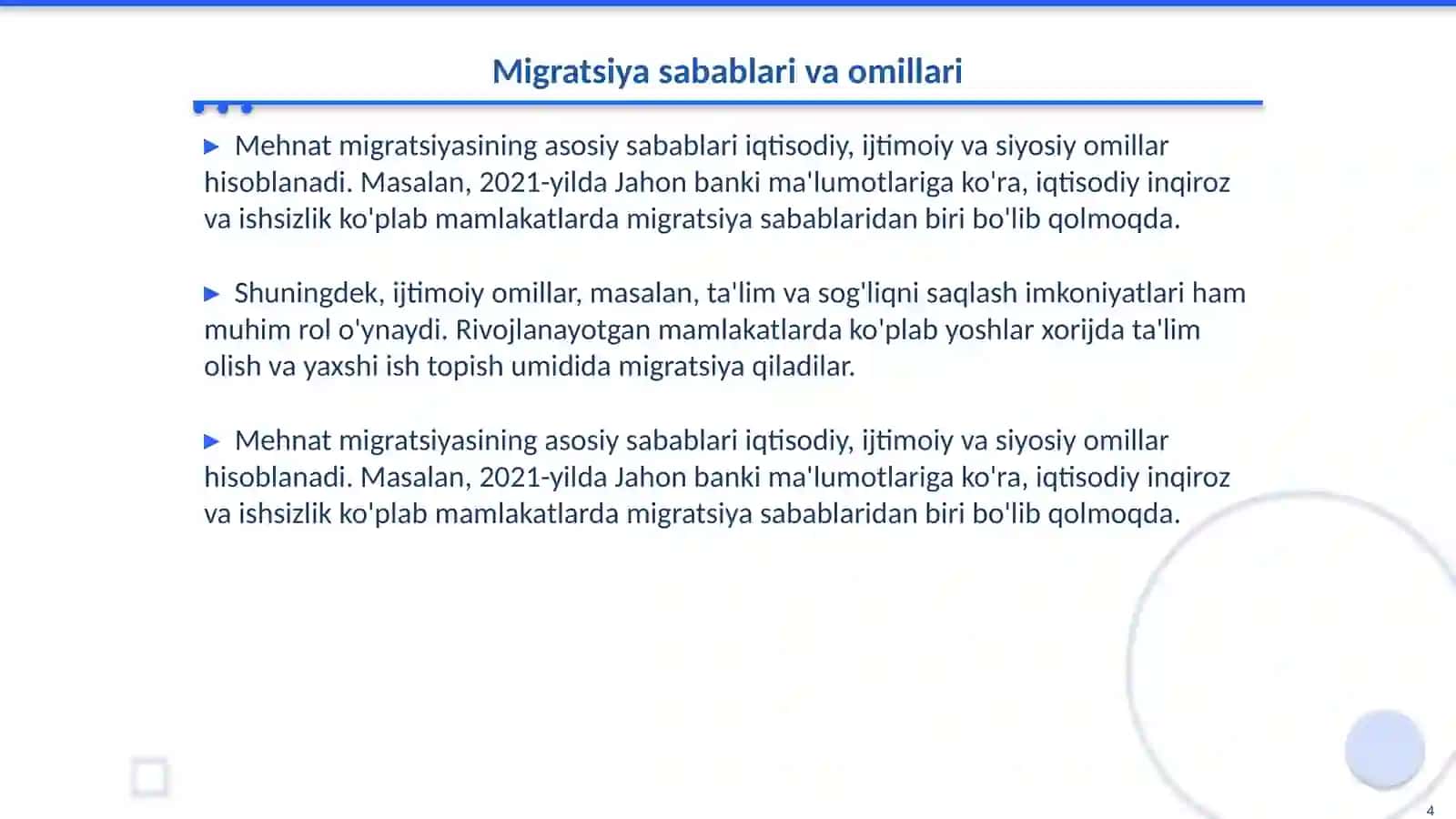 Xalqaro mehnat migartsiyasi va pul o’tkazmalari 4