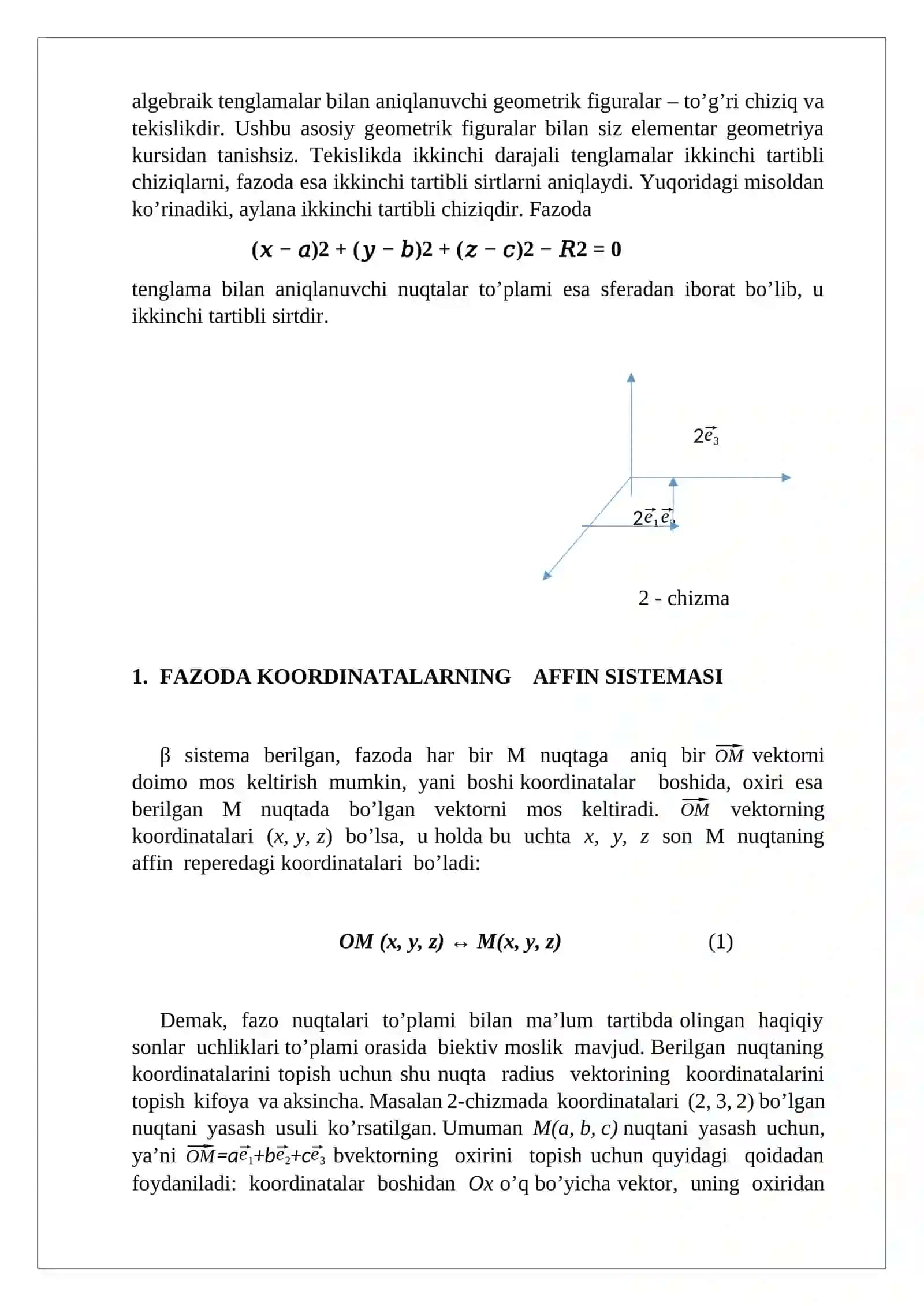 Fazoda koordinatalarning boshqa sistemalari 4