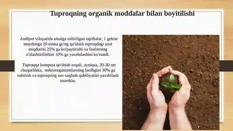 Tuproq unumdorligini oshirish va ekinlar diversifikatsiya qilish 4