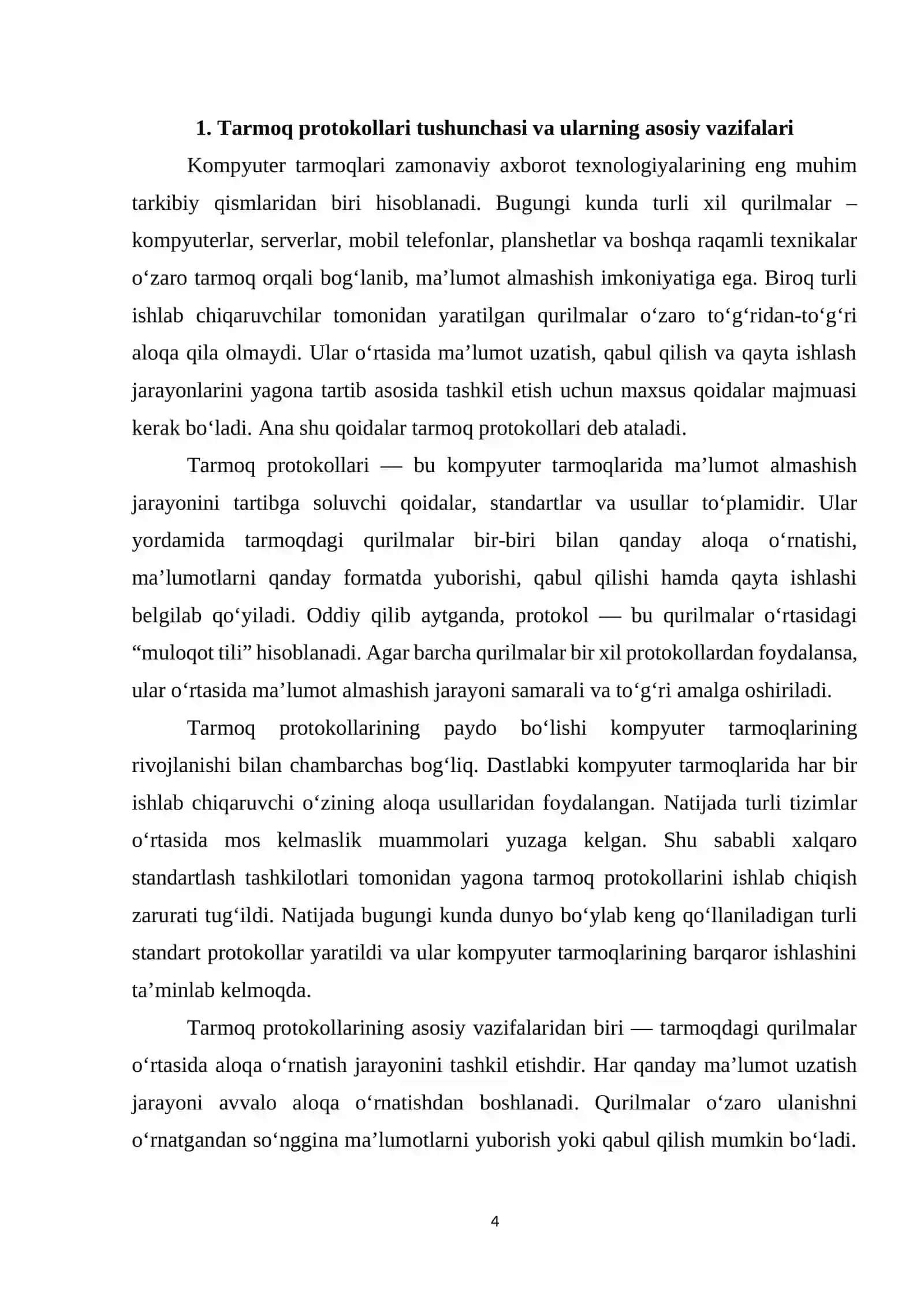 Tarmoq protokollari va ularning ishlash prinsiplari 4