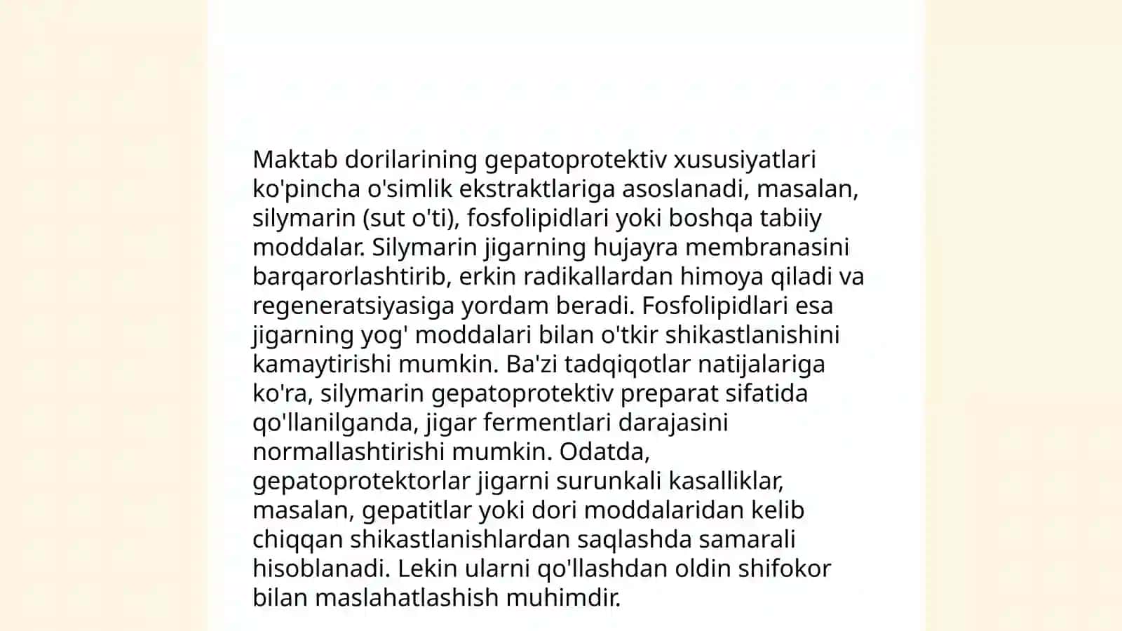 Dorilar tasirida yuzaga kelgan gepatitlarni davolashda qòllaniladigan gepatoprotektor vositalar 4