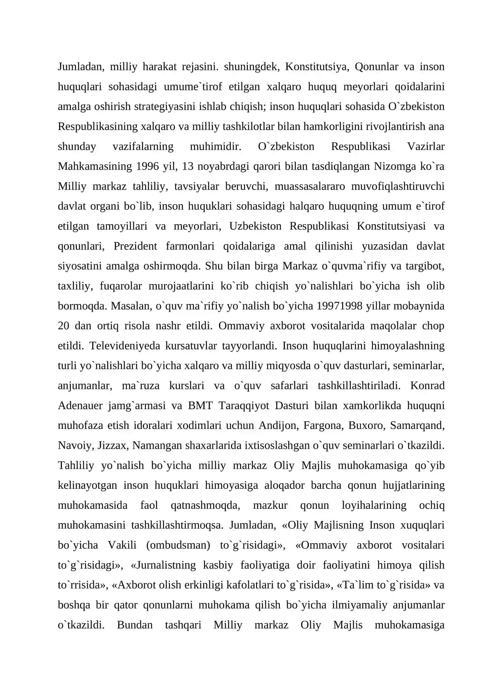 O`zbekistonda inson huquqlari va erkinliklari kafolatining yaratilishi 4
