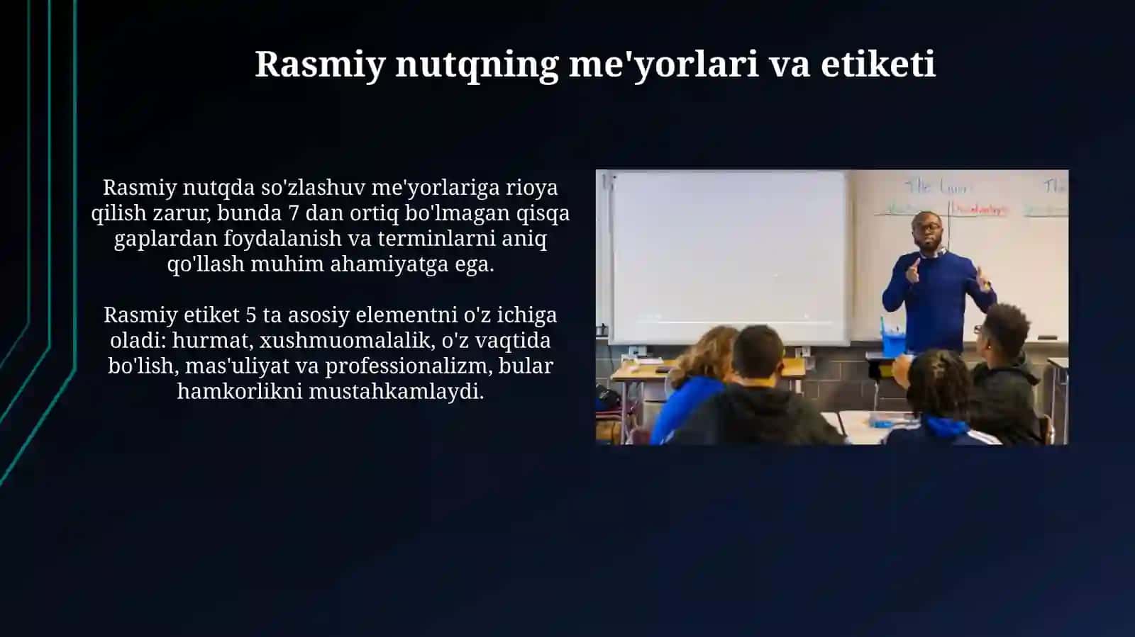 O'qituvchi nutq madaniyati davlat tilida ish yuritish fanidan tayyorlagan taqdimoti 4