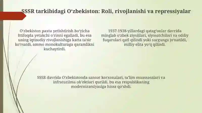 O'zbekiston SSSR ning tashkil topishi 4