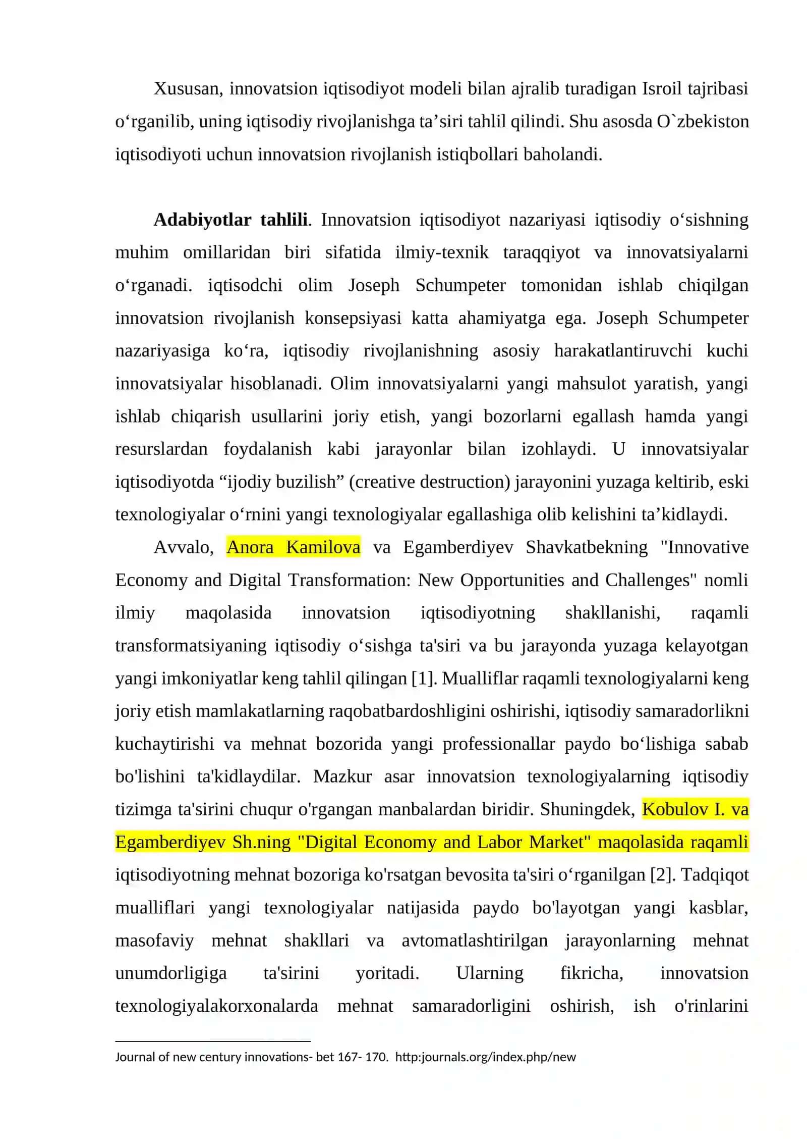 MIILIY IQTISODIYOTNING INNOVATSION RIVOJLANISHIDA ZAMONAVIY TEXNOLOGIYALARNING ROLI: ISROIL TAJRIBASI VA O’ZBEKISTON UCHUN RIVOJLANISH ISTIQBOLLARI 4