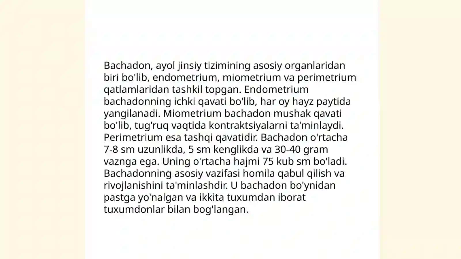 Ayollar jinsiy tizimi. Bachadon, sut bezi 4