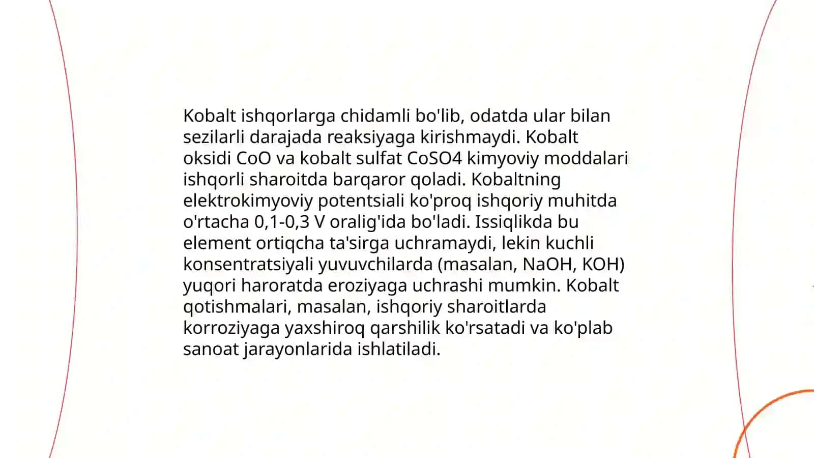 Temir,kobalt va Nikelni ishqorlarga munosabati 4