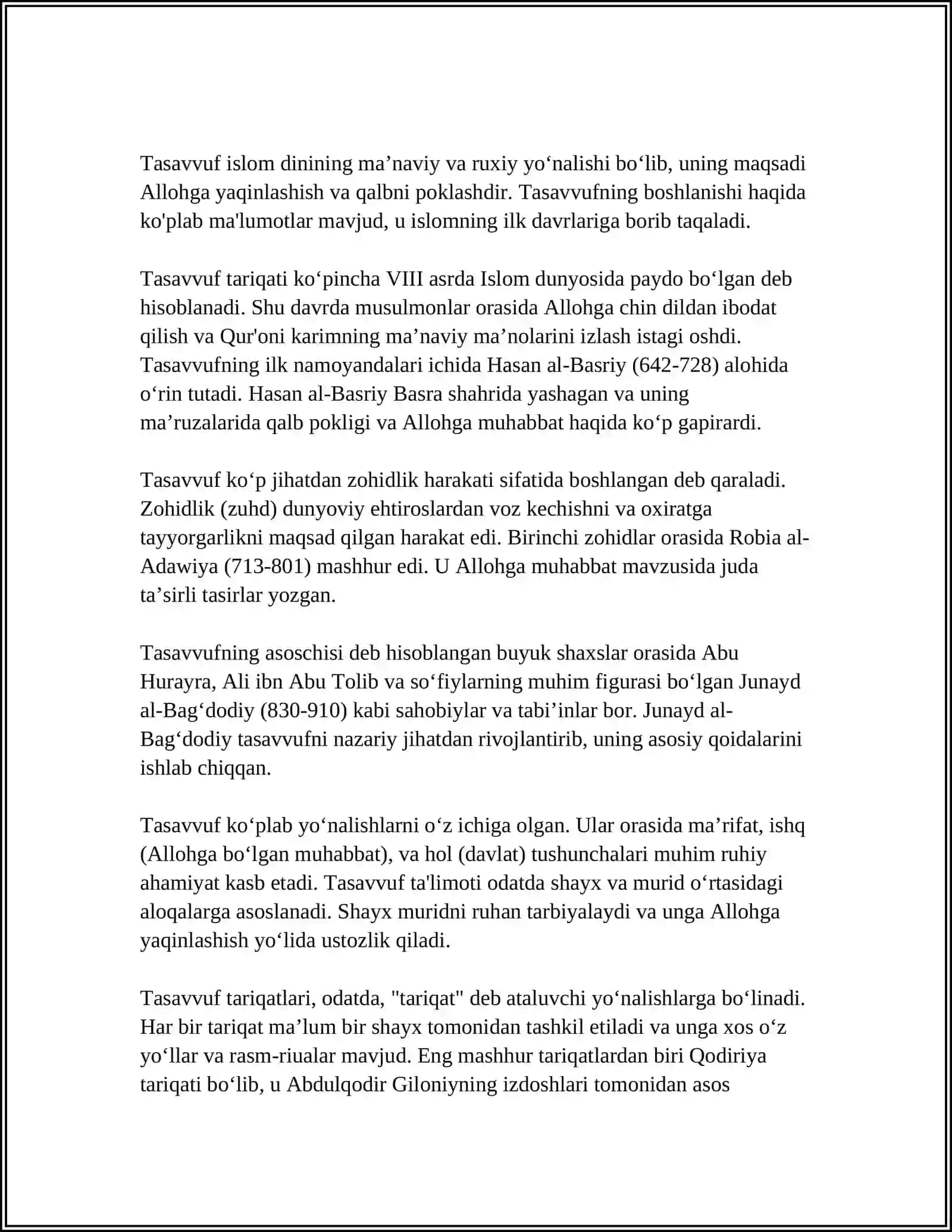 TASAVVUFNING TARIXIY ILDIZLARI 4