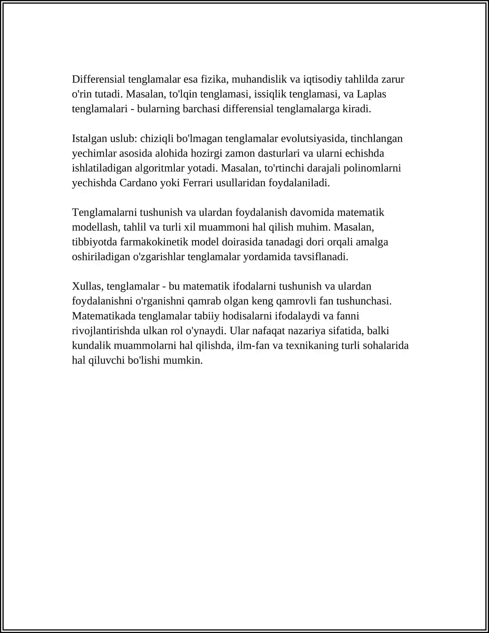 TENGLAMA VA TENGSIZLIKLARNI O'QITISH METODIKASI 4