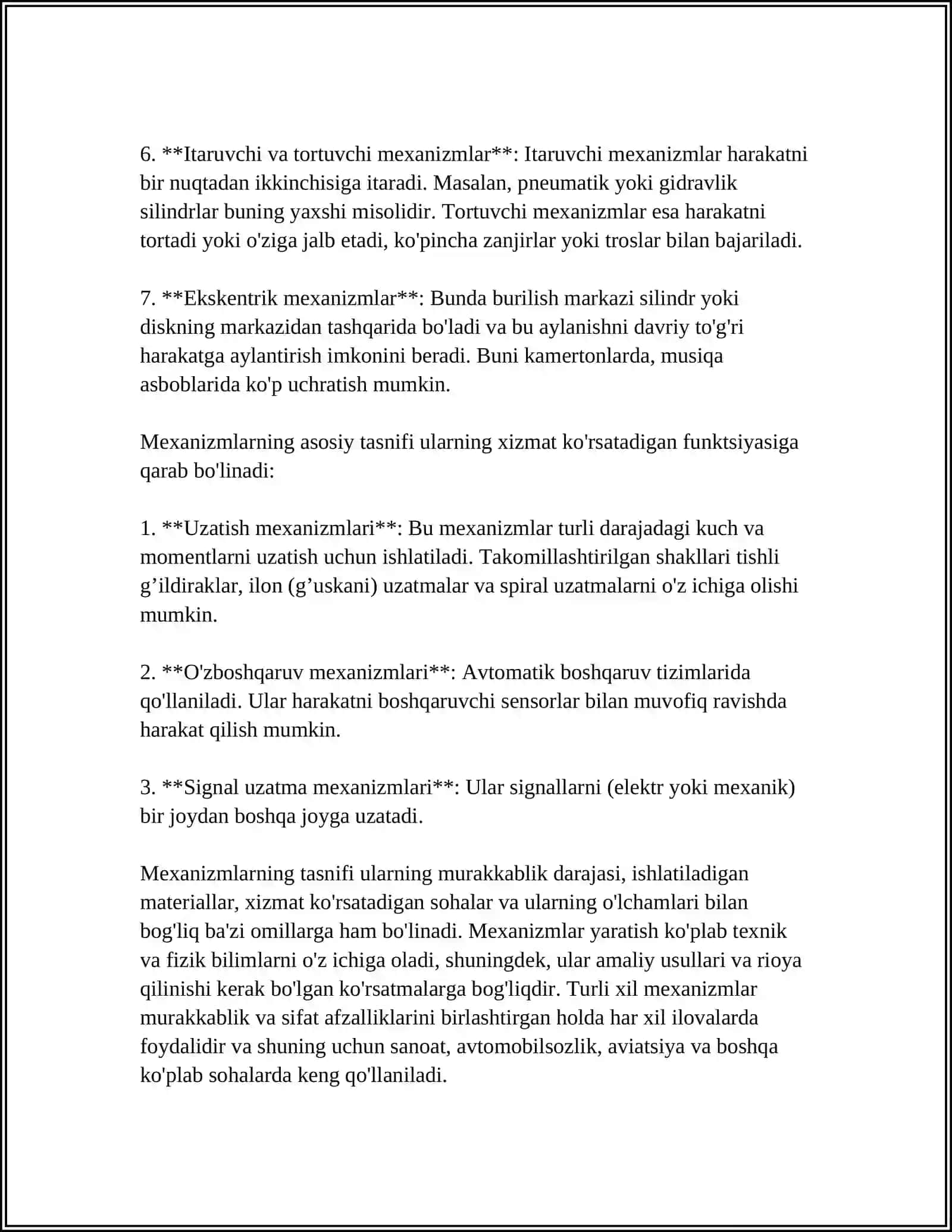 MEXANIZMLARNING ASOSIY TURLARI VA ISHLATILISHI 4