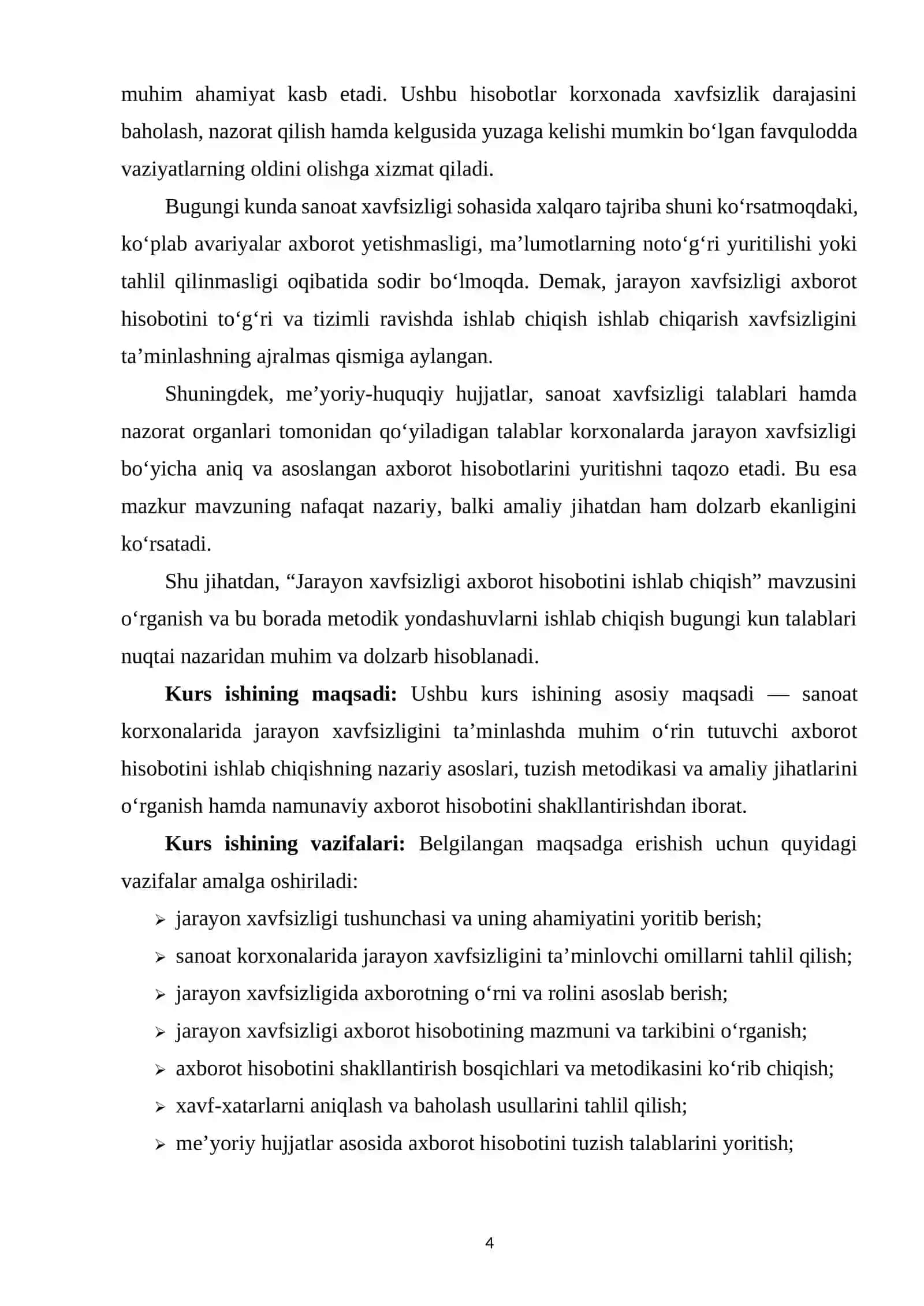 JARAYON XAVFSIZLIGI AXBOROT HISOBOTINI ISHLAB CHIQISH 4