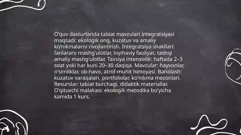 Maktabgacha yoshdagi bolalarni tabiat bilan tanishtirish bo'yicha davlat talablari 4