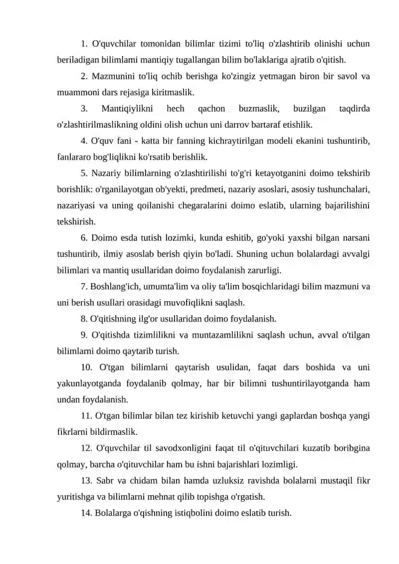 Texnologiya ta`limining didaktik tamoyillari va ularning ta`limdagi o`rnini aniqlash 4