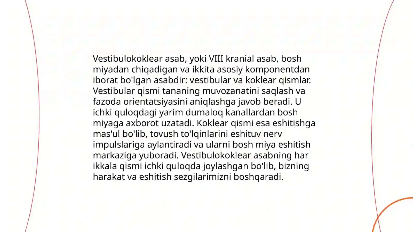 Vestibular tizimidagi sensor disfunksiyani tavsiflang. Proprioretspsiya tizimidagi sensor disfunksiyani tavsiflang. Eshituv tizimidagi sensor disfunksiyani tavsiflang 4