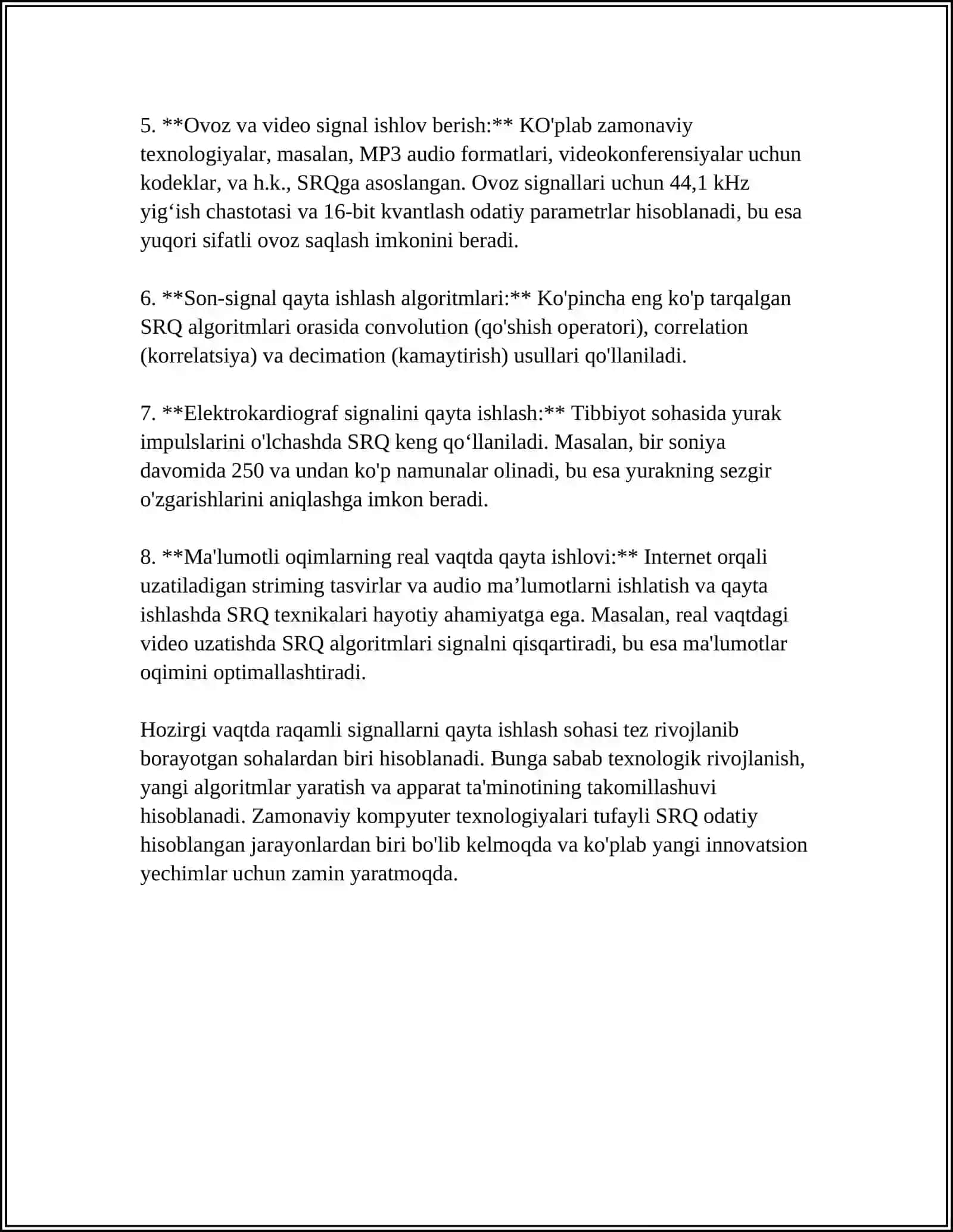 SIGNAL PROTSESSORLARI ULARNING TURLARI 4