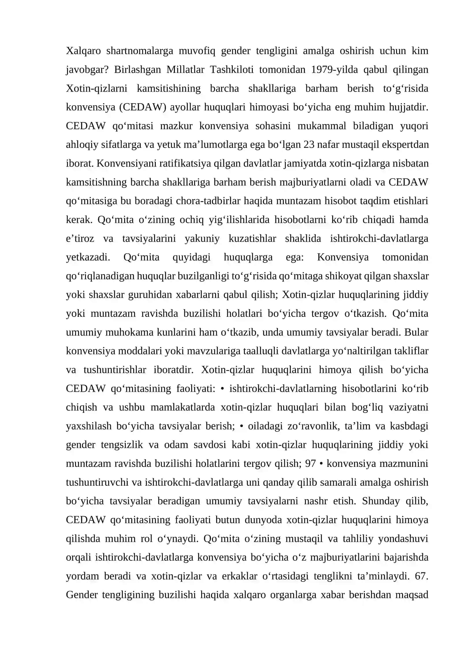 Jinslar tengligi haqidagi xalqaro xujjatlar 4