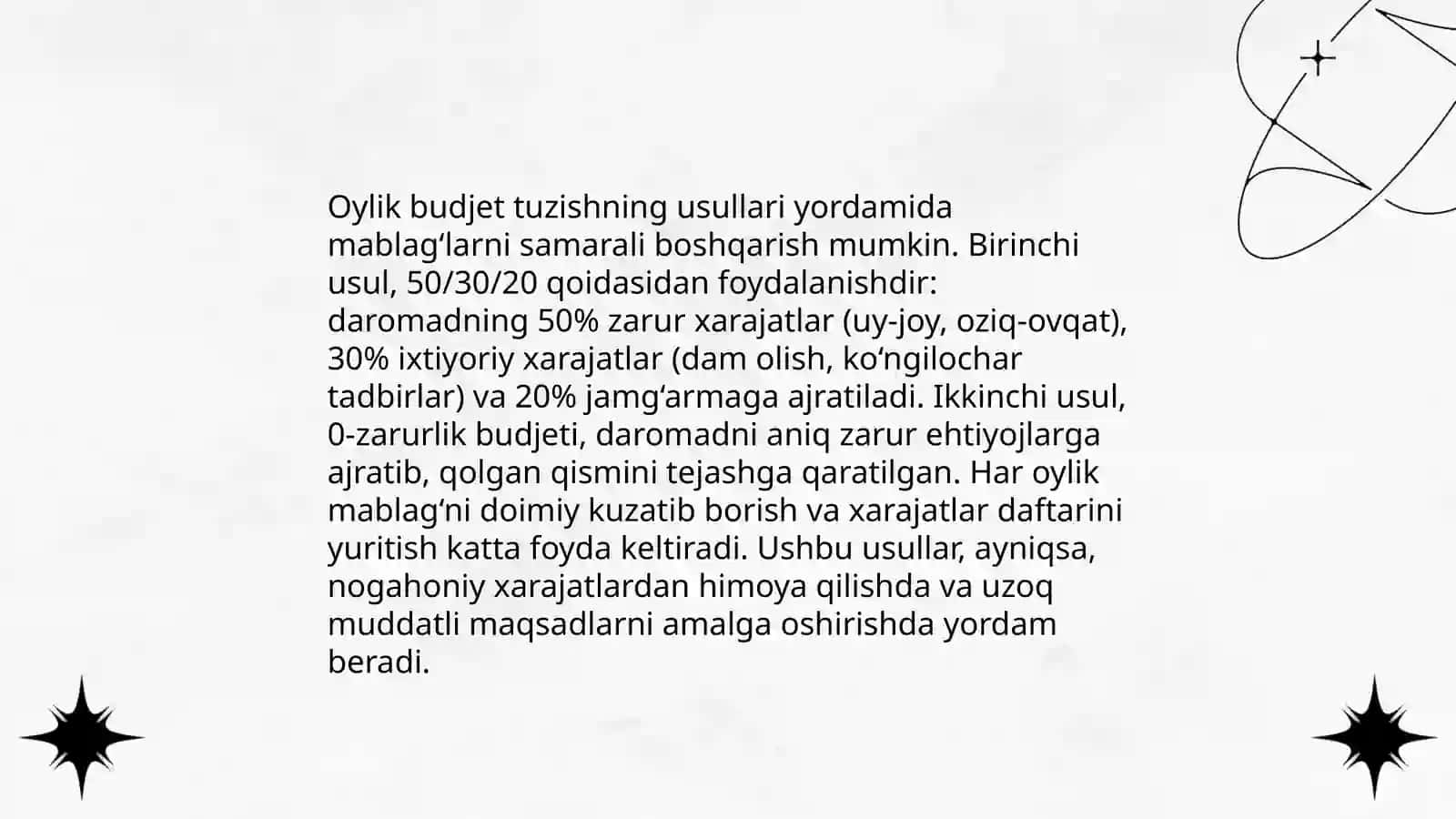 Xarajatlarni rejalashtirish, pulni samarali boshqarish yo'llari 4