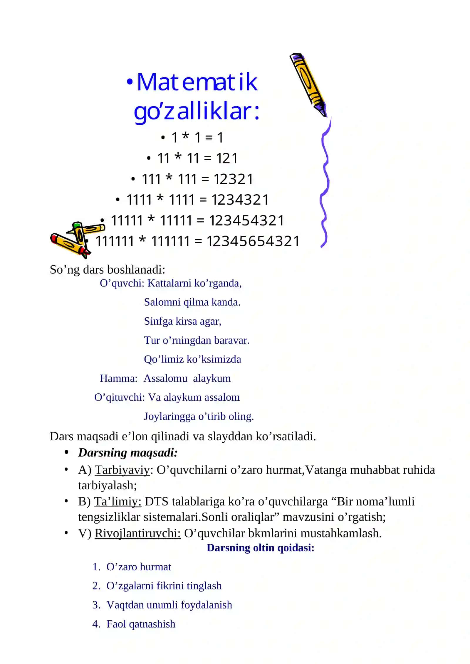 8-sinf Algebra ochiq dars ishlanma. Sonning moduli. Modul qatnashgan tenglama va tengsizliklar 4