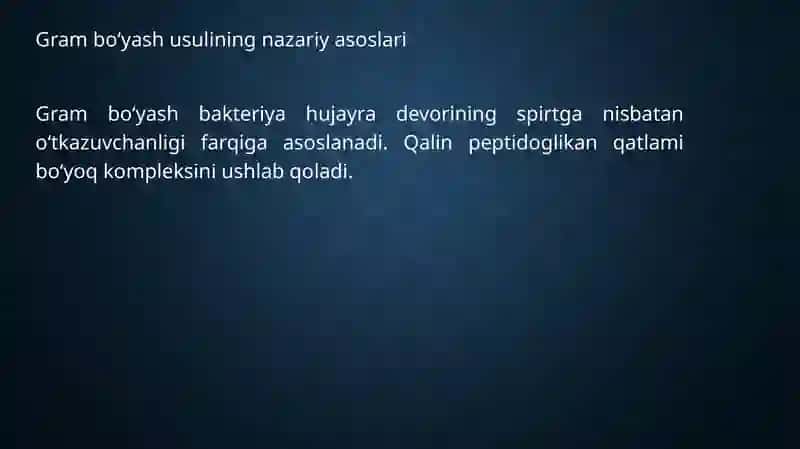 Gram bo‘yash usuli: gram-musbat va gram-manfiy bakteriyalarni ajratish 4