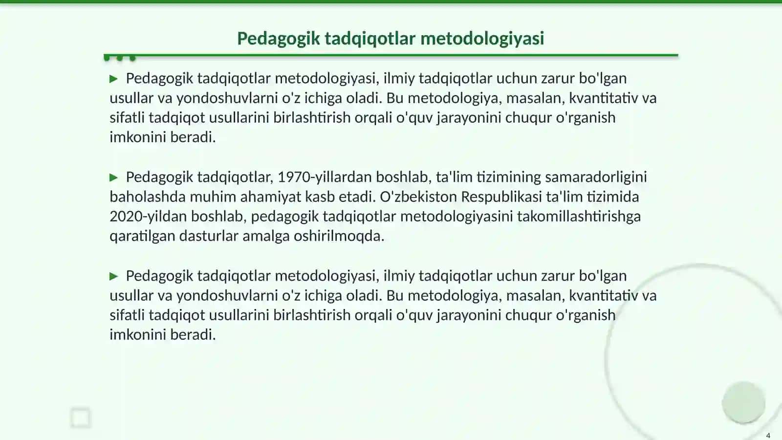 Pedagogik faoliyatni ilmiy tashkil etish 4