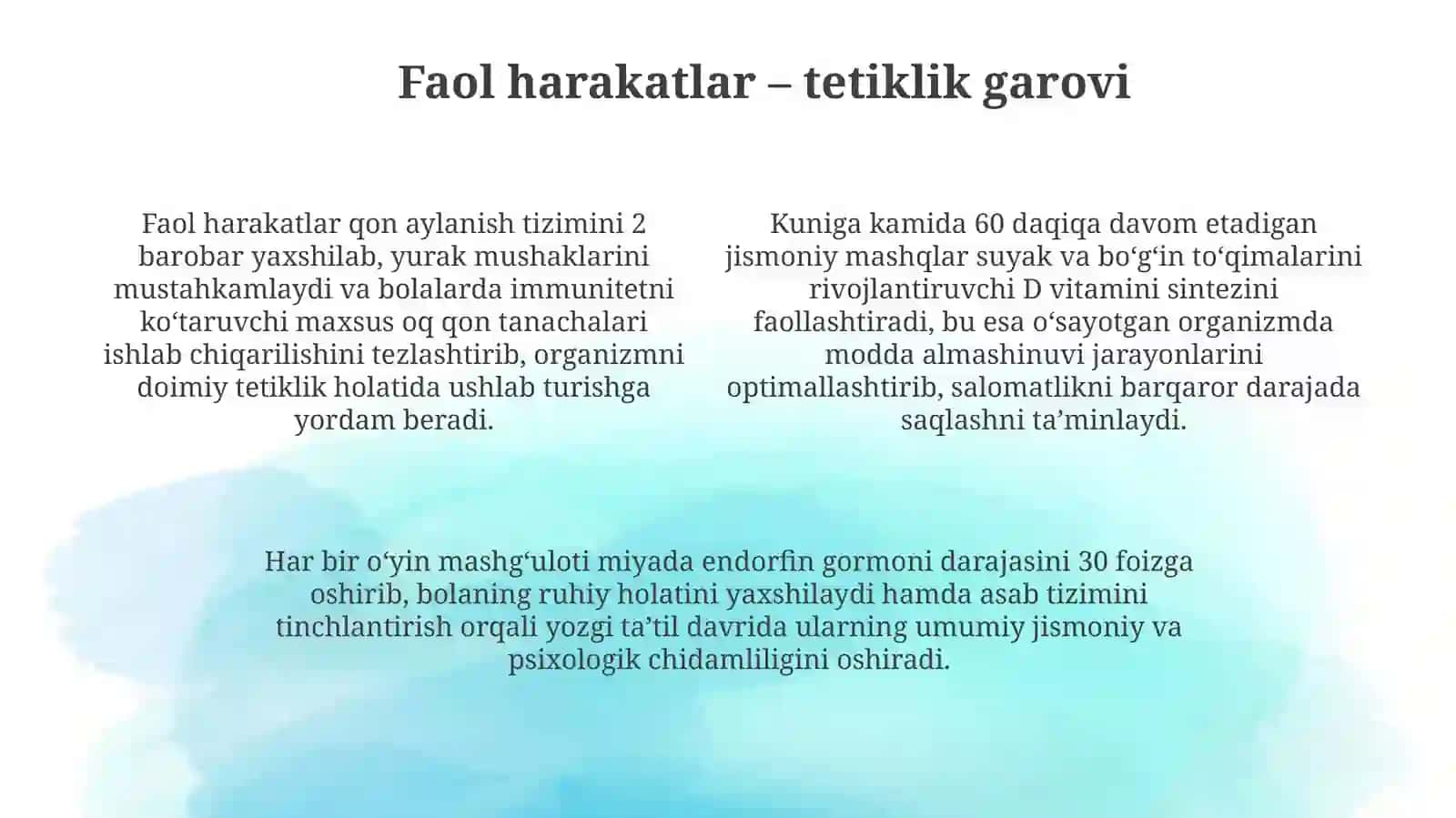 Yozgioʻyinlar va salomatlik sirlari 4