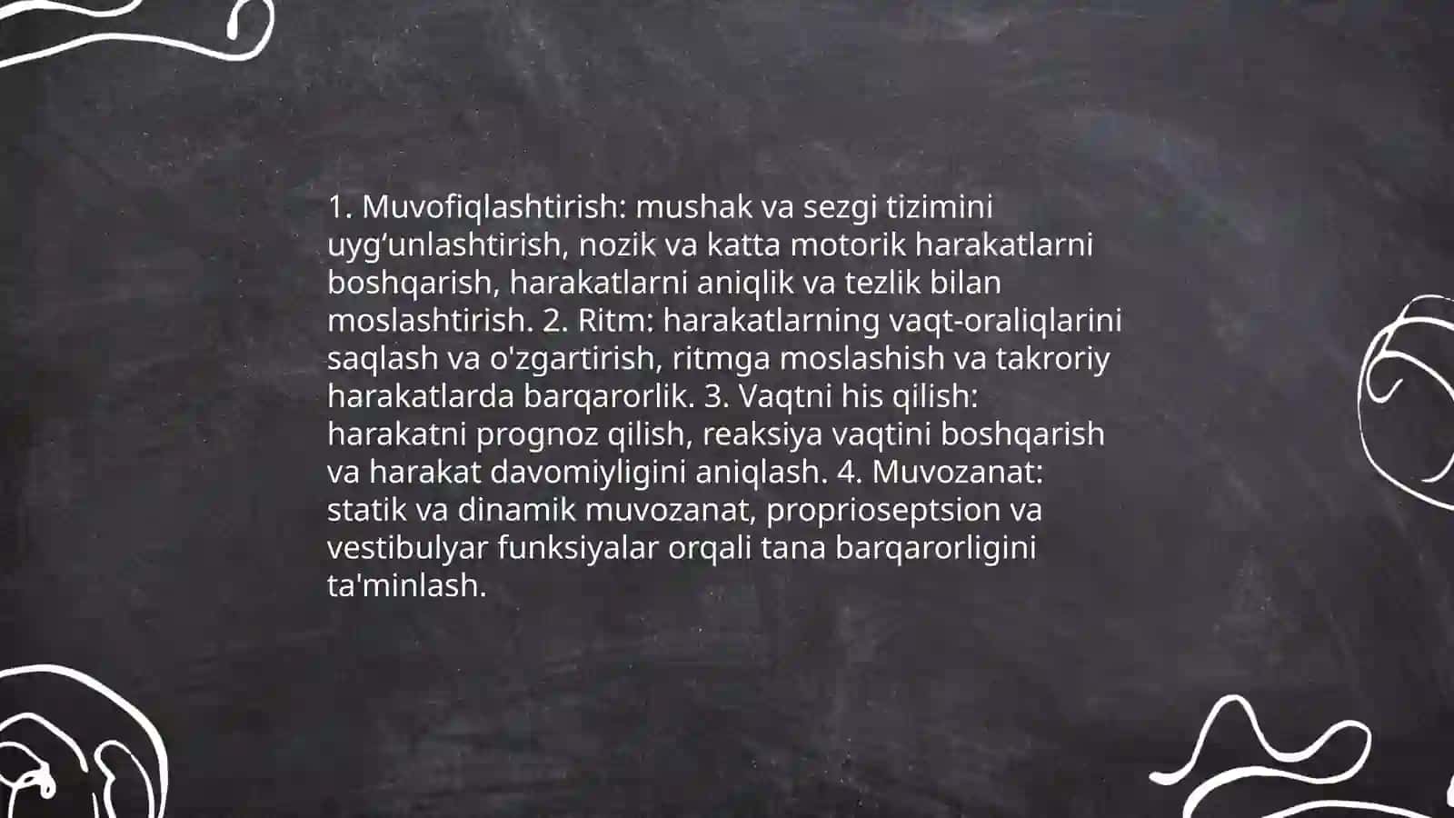 Koordinatsion qobiliyatlar va egiluvchanlikni tarbiyalash 4