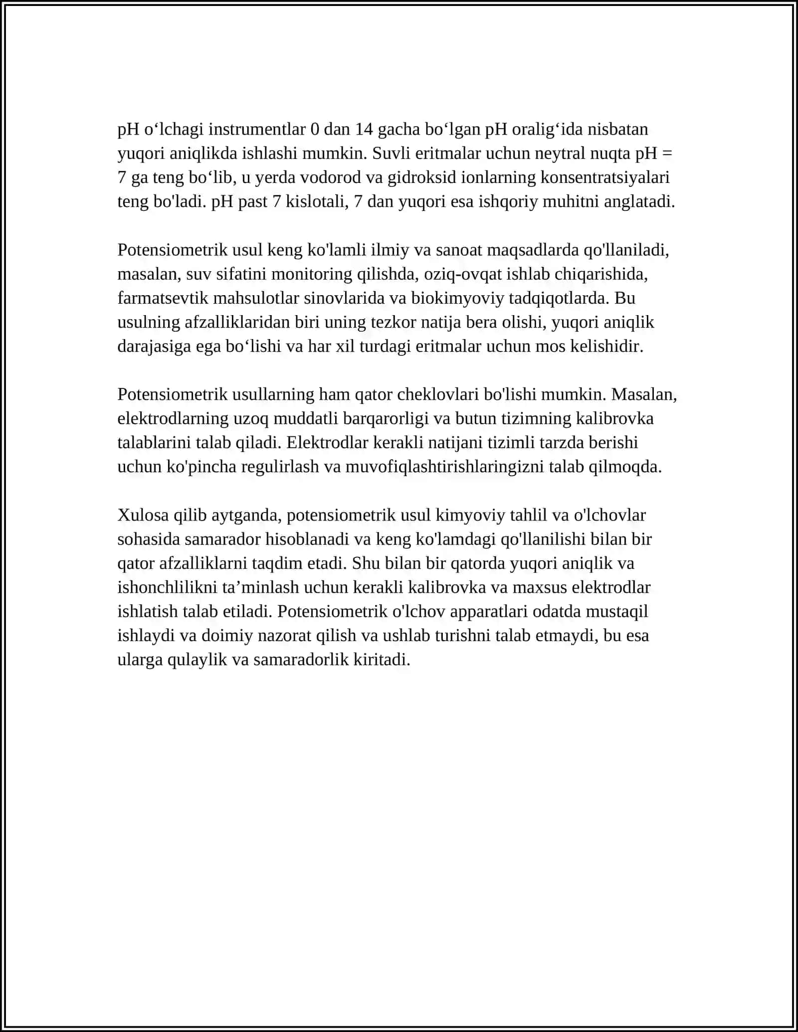 ICHIMLIK SUVI TARKIBIDAGI TEMIR(3) MIQDORIN POTENCIOMETRIK USULDA ANIQLASH 4
