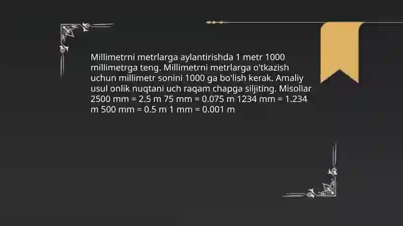 Uzunlik o’lchov birligi-millimetr 4