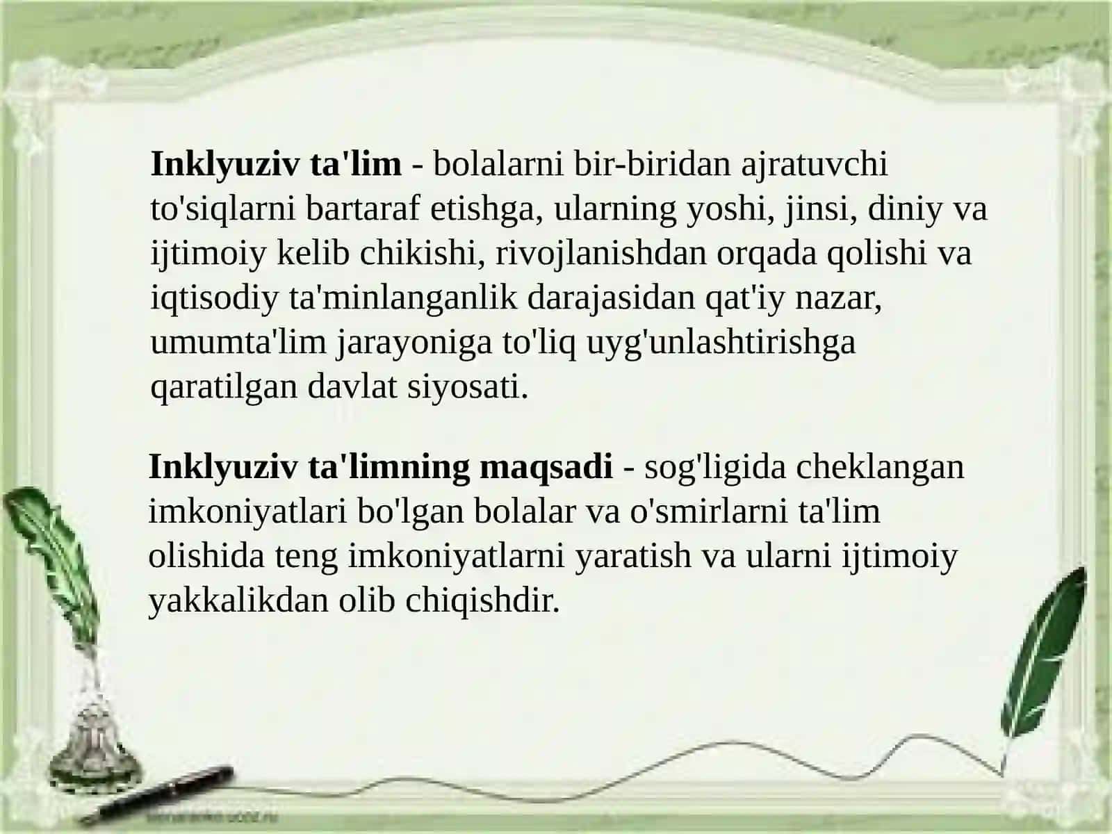 Inklyuziv ta'limda kiritishning asosiy tamoyillari 4