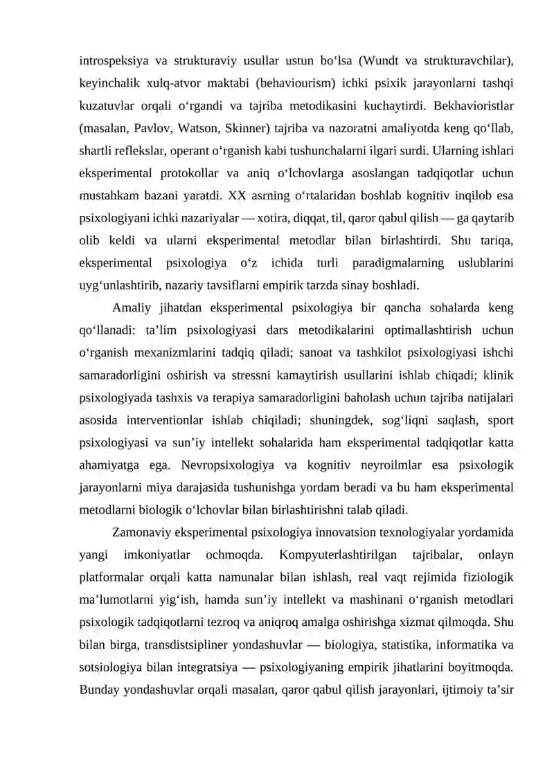Ebbingauz, Brayyan va Xarterlarning eksperimental psixologiya nuqtaiy nazaordan olib borgan tadqiqotlari. 4