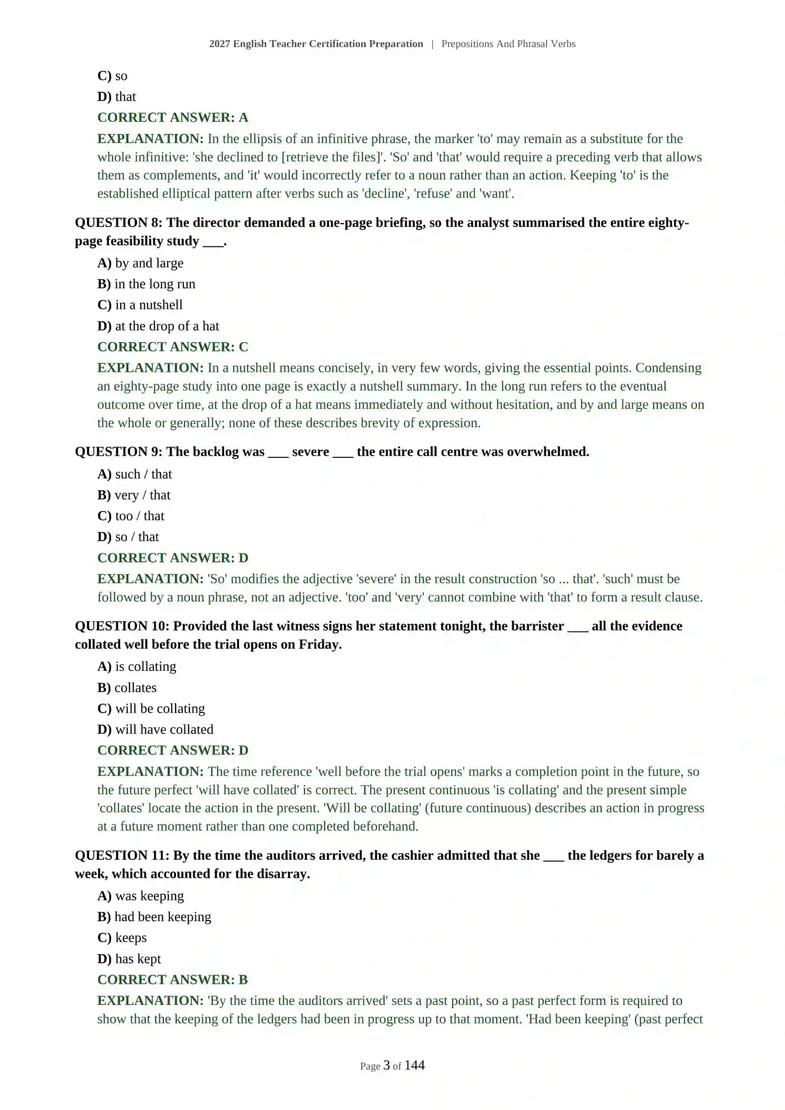 Prepositions And Phrasal Verbs Certification Preparation 4