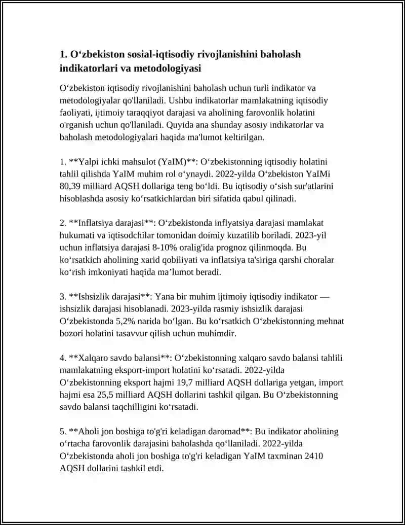 OʻZBEKISTON SOCIAL-IQTISODIY TARAQQIYOTINI TAHLIL QILISH VA MAQSADLI TASHKILLASHTIRISH MEXANIZMI 4