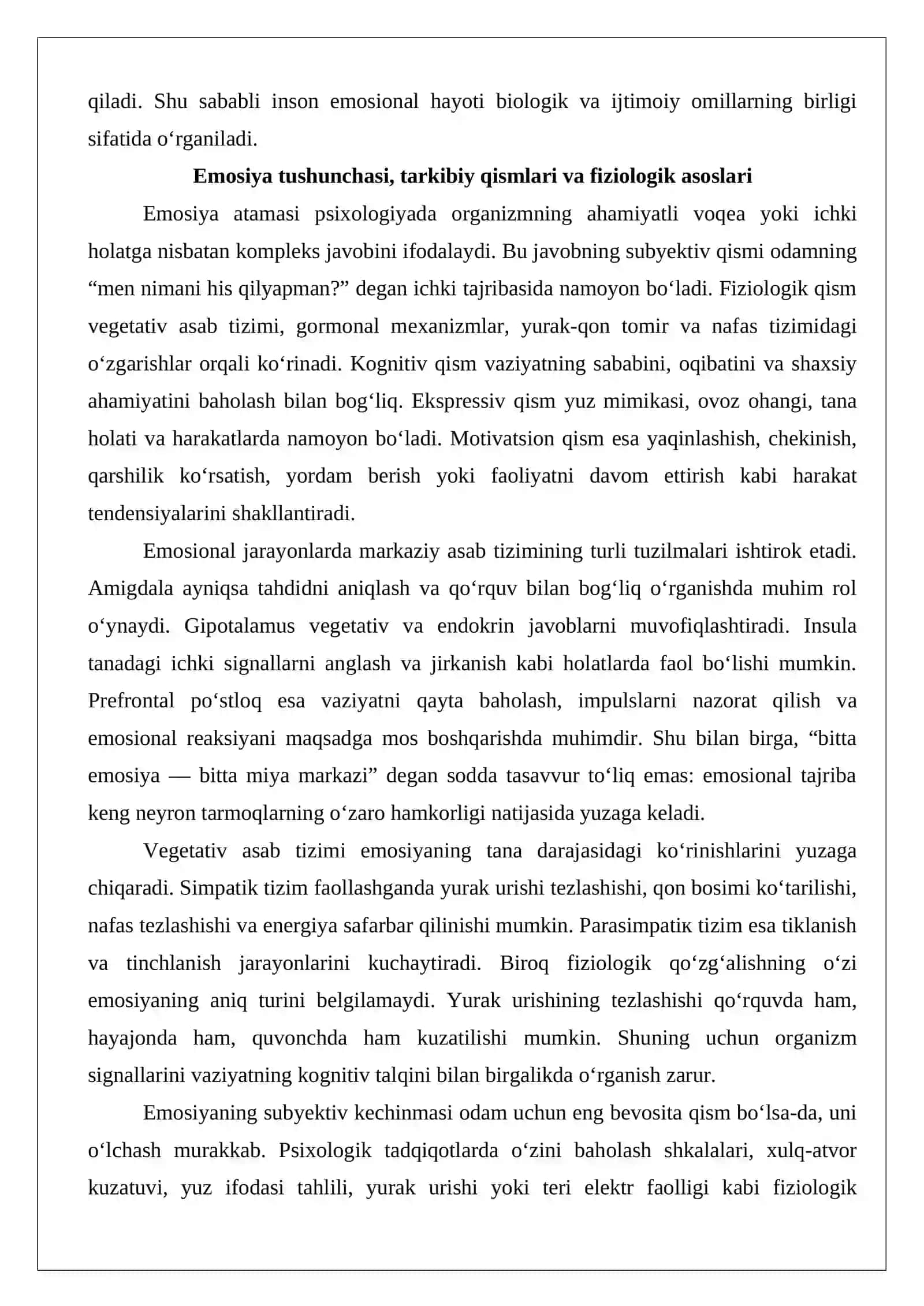 Emosiya va hissiyot haqida umumiy tushunchalar va uning turlari va funksiyalari 4