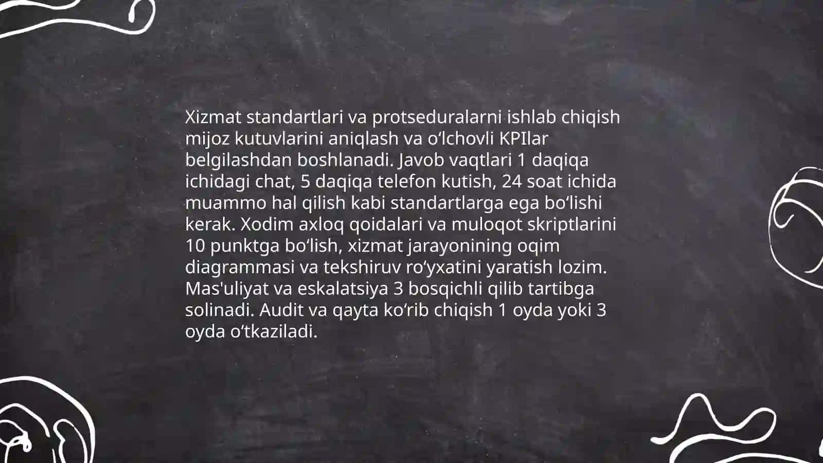 Mijozlarga xizmat koʻrsatish jaroyonini tashkil etish 4