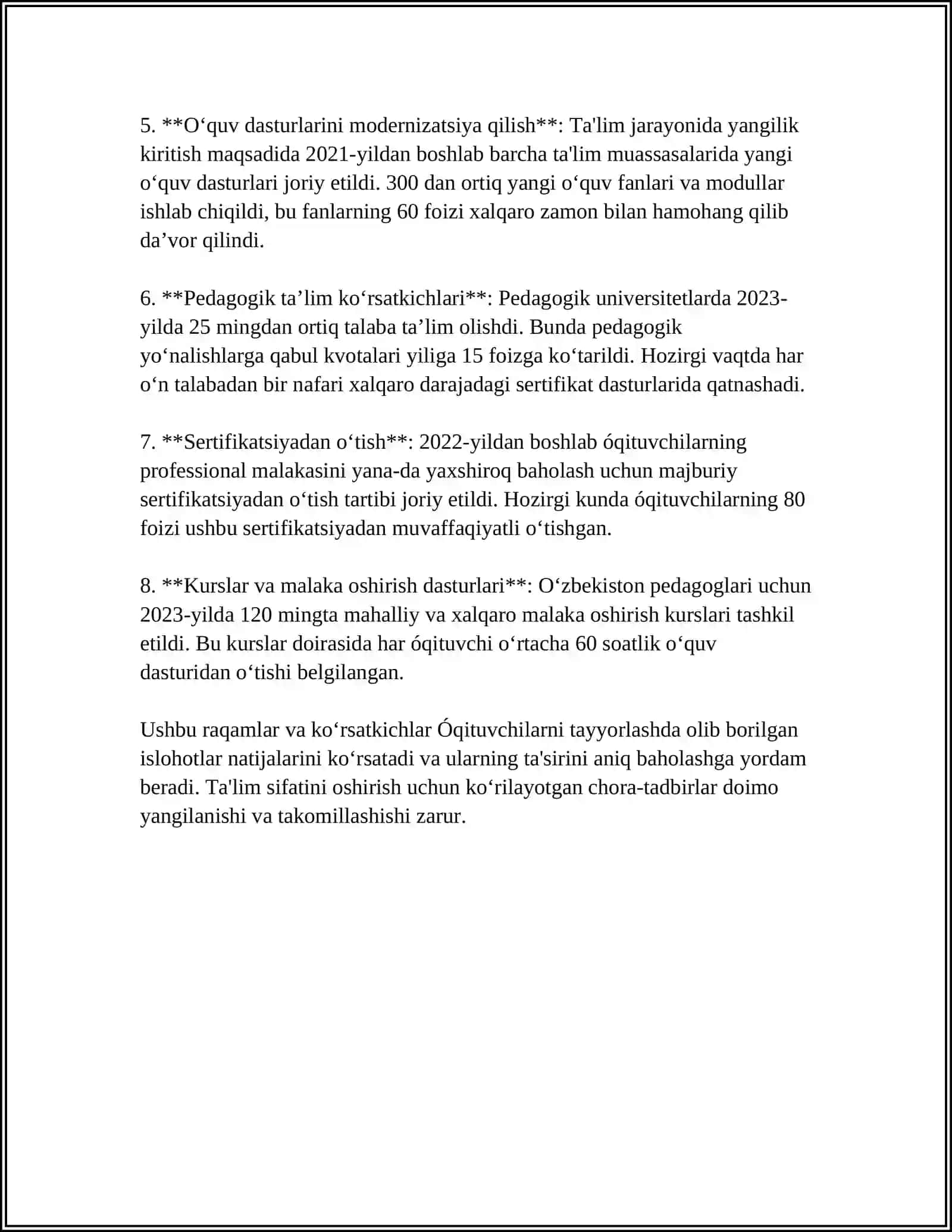JOQARI BILIMLENDIRIW SISTEMASINDAGI ÓZGERISLER REFORMALAR 4