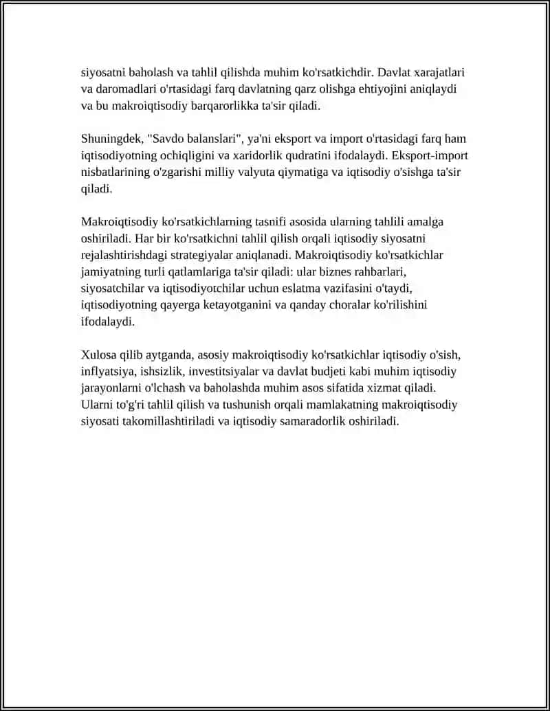 ASOSIY MAKROIQTISODIY KO'RSATKICHLARNING MOHIYATI VA ROLI 4