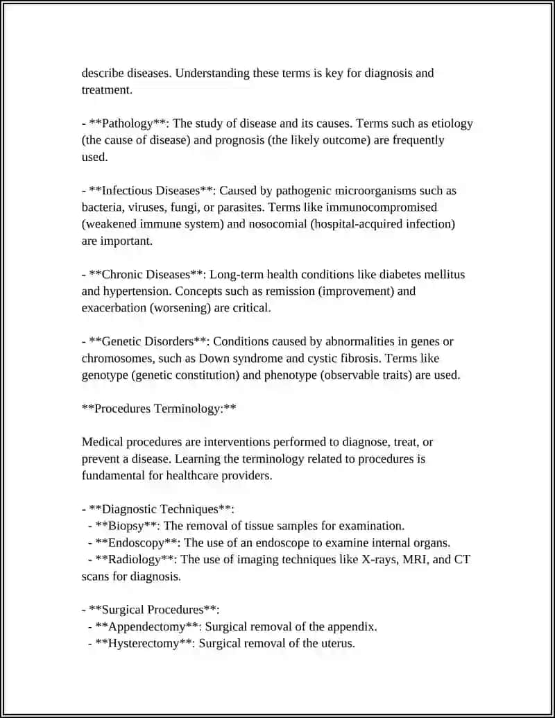 Medical terminology: anatomy, diseases and procedures 4