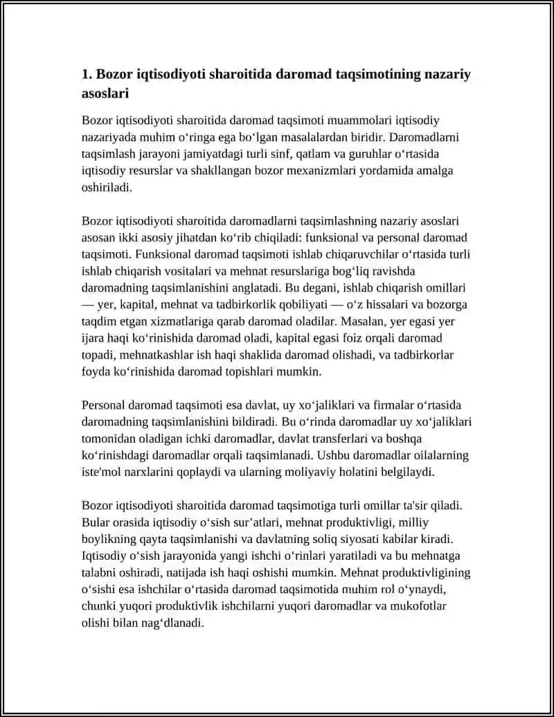 BOZOR IQTISODIYOTI SHAROITIDA DAROMADLARNI TAQSIMLASH 4
