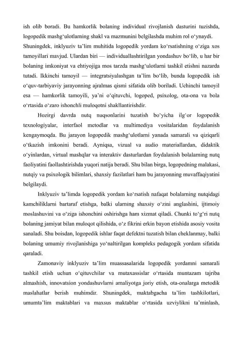 Inkluuziv ta'lim sharoitida logopedik yordam ko'rsatish 4