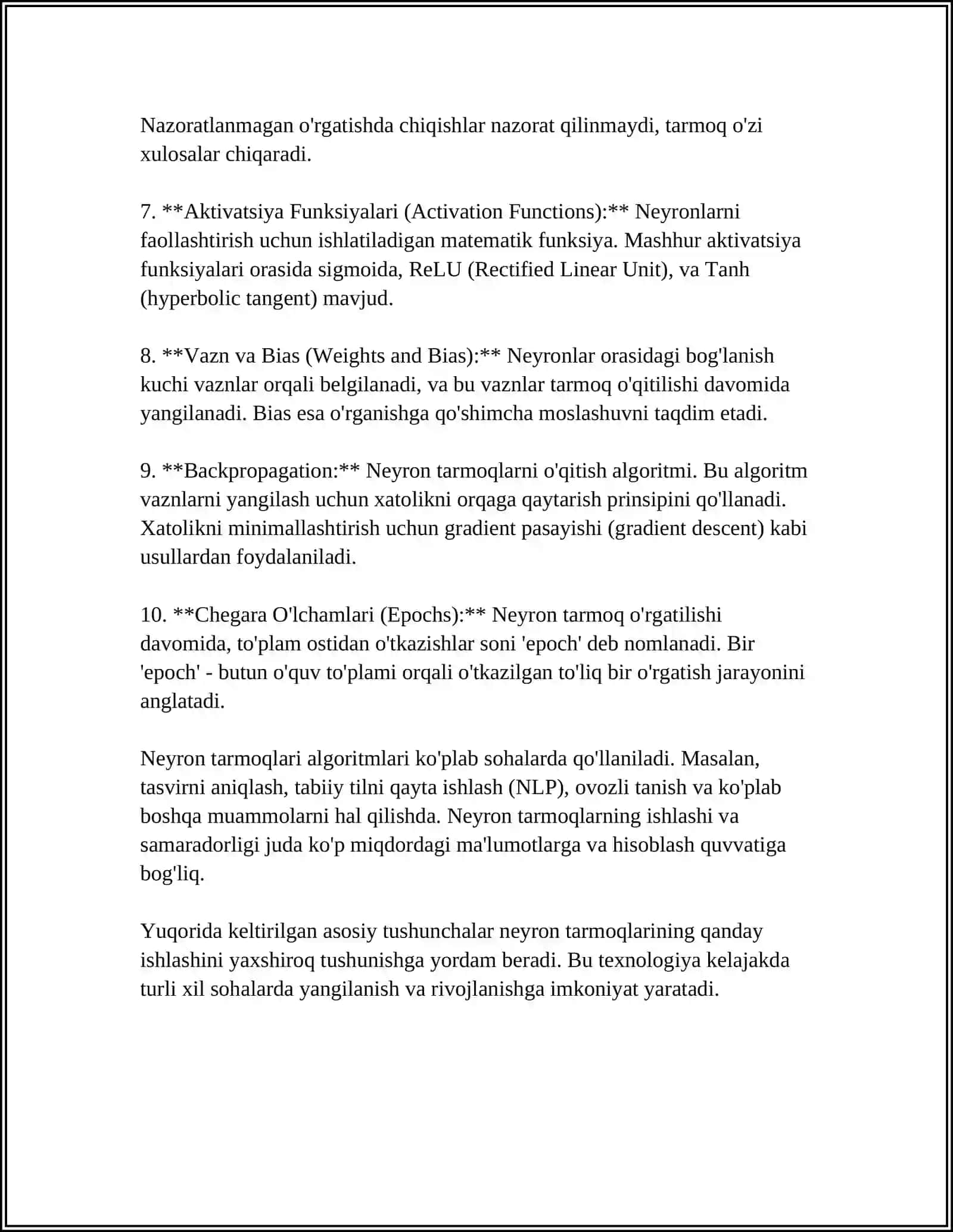 NEYRON TARMOQLAR: TUZILISHI VA ISHLASH PRINSIPLARI 4
