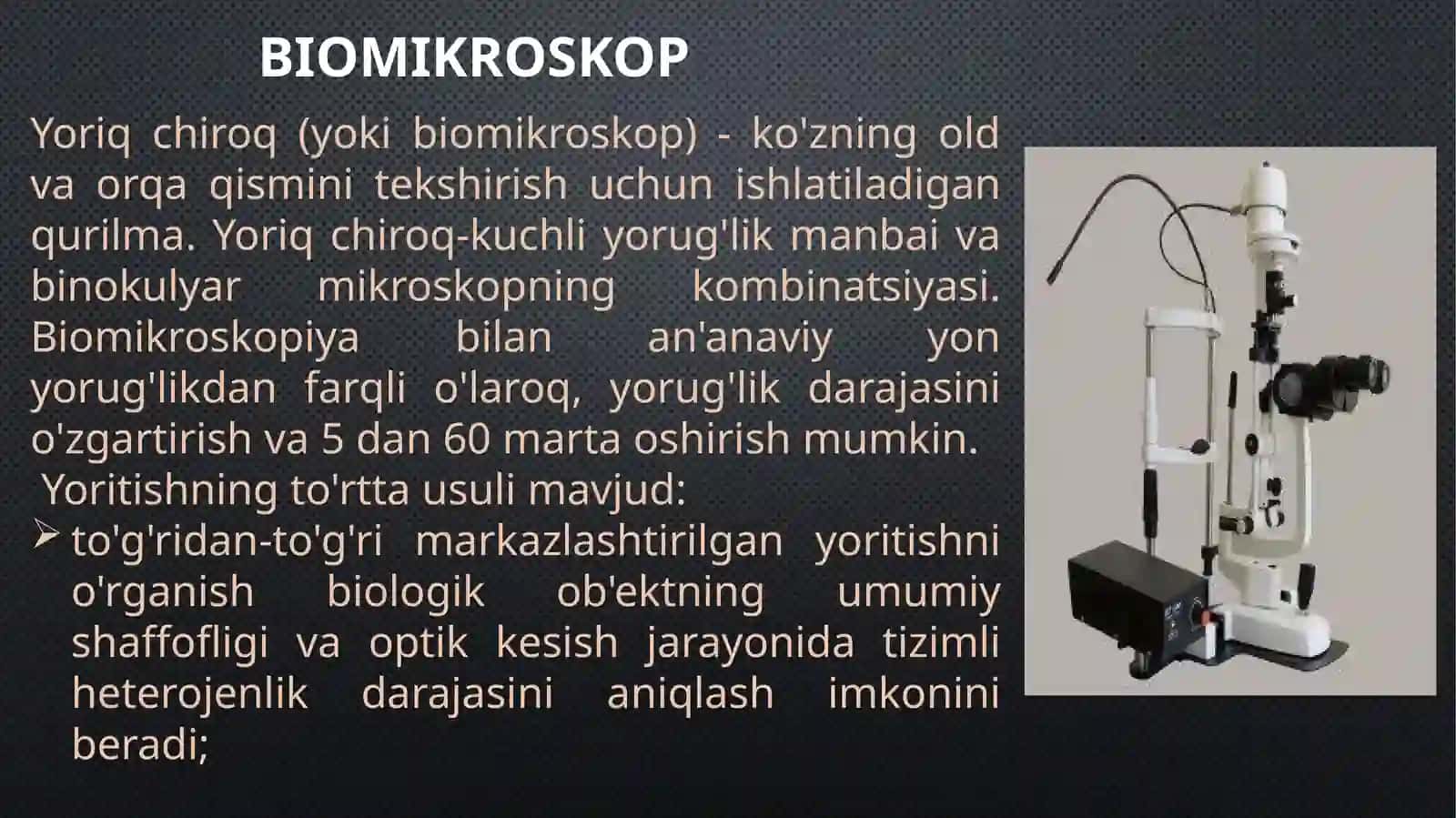Ko’z kasalliklarida qo’llaniladigan apparatrlar. 4