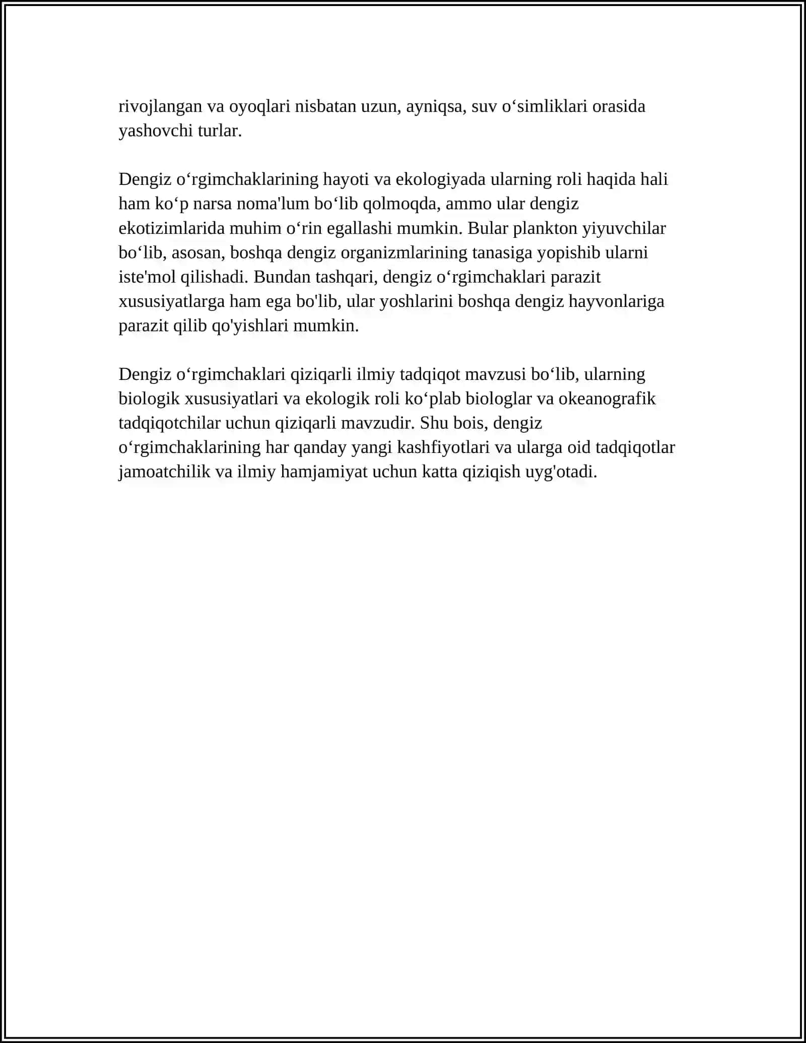 Dengiz Oʻrgimchaklari (Pycnogonida) Sinfi 4