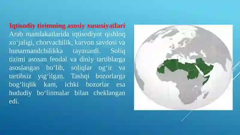 XVIII - XIX asrlarda Arab mamlakatlarining iqtisodiy ahamiyati 4