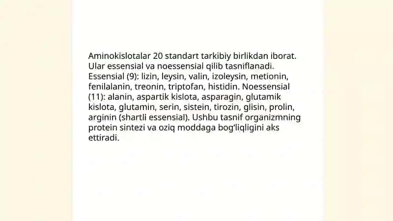 Aminokislotalar, oqsillar va peptitlar, fermentlar, gormonlar 4