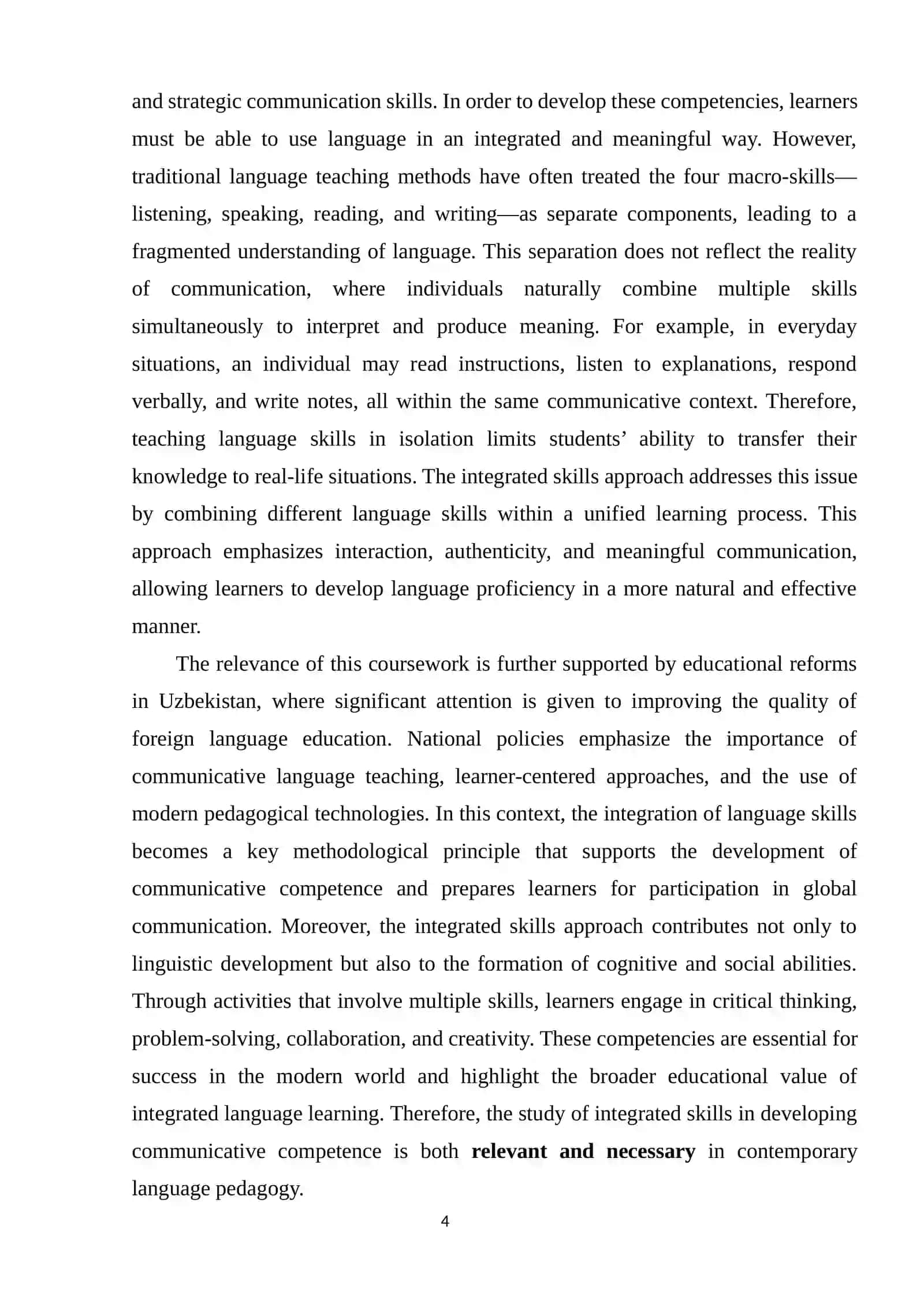 THE ROLE OF INTEGRATED SKILLS IN DEVELOPING COMMUNICATIVE COMPETENCE 4
