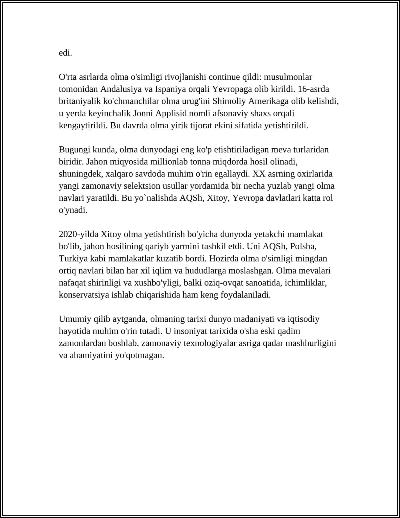 OLMA O'SIMLIGI HAQIDA, UNING TUZILISHI VA FOYDASI 4