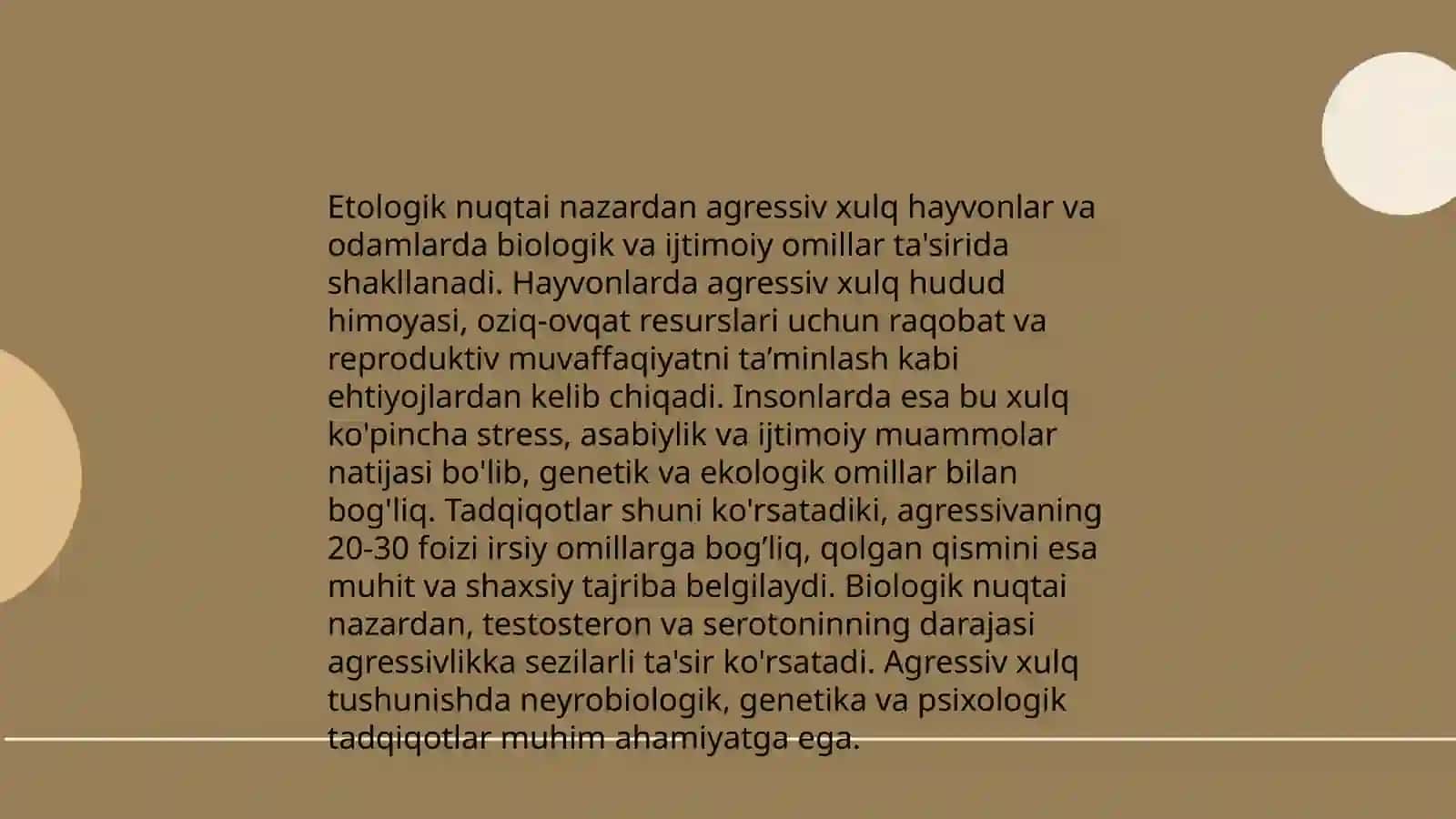 Agressiv xulqqa nisbatan yondashuvlar: psixoanalitik, etologik 4
